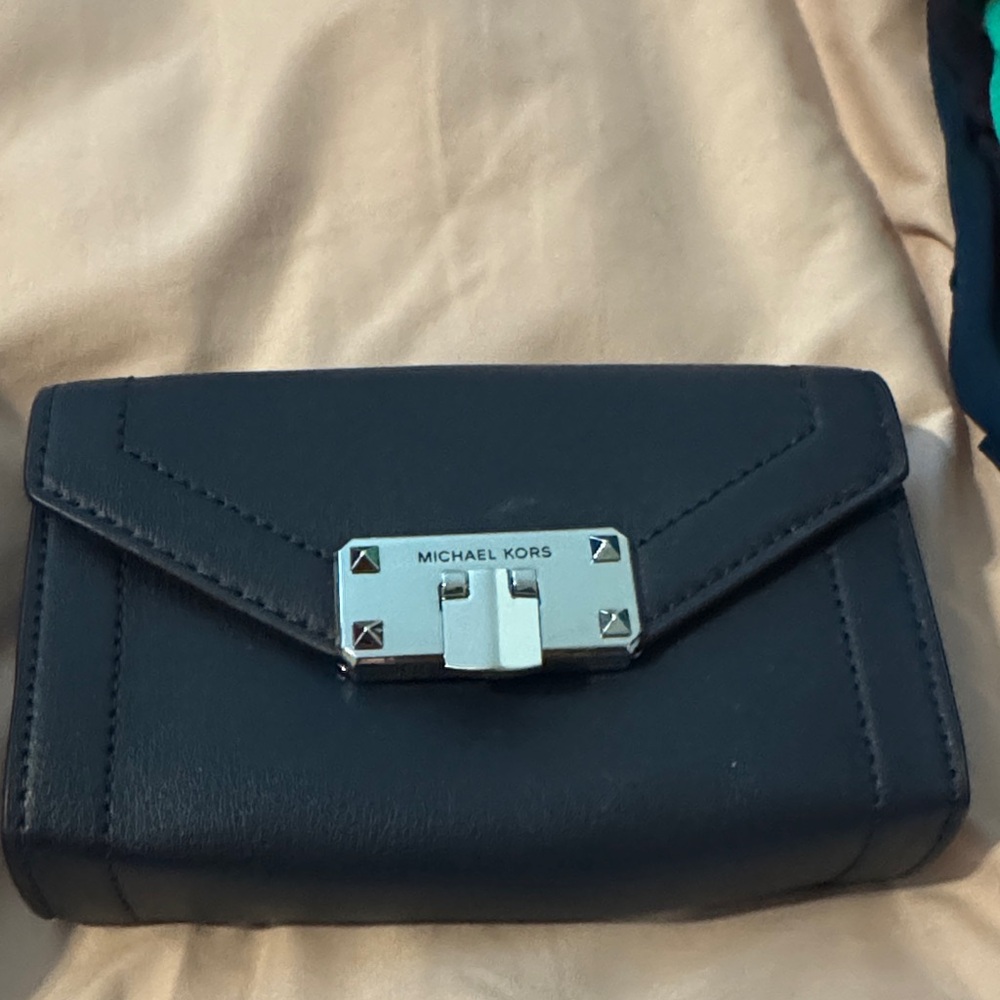 Michael Kors Navy Blue Leather Clutch
